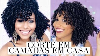 COMO CORTAR CABELO CACHEADOCRESPO EM CASA CORTE em CAMADAS [upl. by Erdna697]