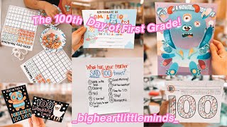 100TH DAY IN FIRST GRADE Centers Crafts and Certificates [upl. by Nohtiek]