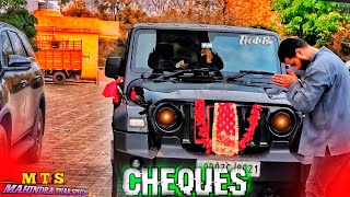 Cheques Ft Thar video 🔥🔥 Thar video Status 🥀🥀 Cheques Shubh Song Edit 🖤 attitude mahindrathar [upl. by Arodoeht]