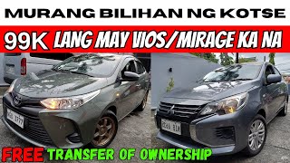 BILIHAN NG PINAKAMURANG TOYOTA VIOS MITSUBISHI MIRAGE UP TO 50 OFF  CHEAPEST REPO CARS 2023 [upl. by Elatan]