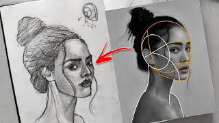 REAL TIME portrait drawing using Loomis method step by step  pencilsketch drawinglessons [upl. by Mellar]