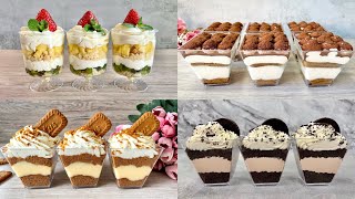 4 Easy NO BAKE Dessert Cup Recipes No Eggs No Gelatine No Alcohol [upl. by Suicul]