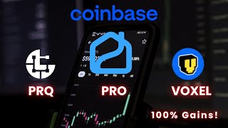 Top 3 Coins on Coinbase to Watch 100 Pump Potential  Heres Why  PRQ Coin PRO Coin amp Voxel [upl. by Quickel]