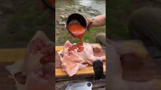 Chicken fry food outdoorcooking cooking cookingoutdoor outdoorchef camping [upl. by Anrym]