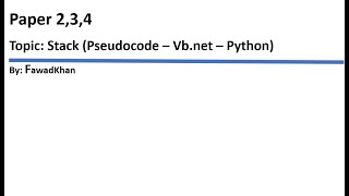 Stack Implementation using Pseudocode – Vbnet – Python [upl. by Paulsen]