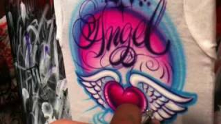 Crisp LinesHow to airbrush a t shirt design with crisp clean lines by Jaime Rodriguez [upl. by Yahsram]