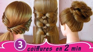 3 Easy Everyday Hairstyles for long medium hair ♥️ Coiffures faciles en 2 minutes [upl. by Tine]