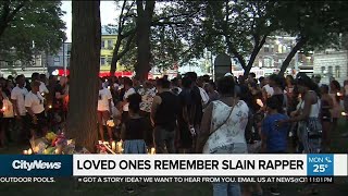 Memorial held for rapper slain in downtown shooting [upl. by Ahsiym693]