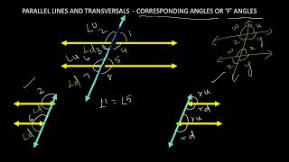 TRANSVERSALS AND TYPES OF ANGLES CORRESPODING ALTERNATE INTERIOR AND EXTERIOR COINTERIOR ANGLES [upl. by Rj]