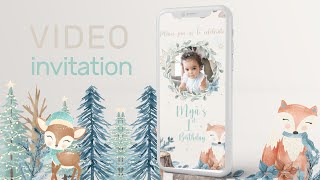 Winter Woodland Birthday invitation winter onederland video invitation [upl. by Beckerman]