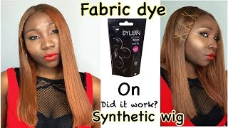 DYLON FABRIC DYE ON MY SYNTHETIC WIG  lONG BOB CUT FT ROOT PERFECT [upl. by Hairacaz760]