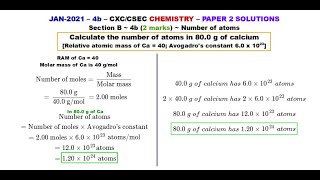 CSECCHEMP2s002  JAN2021  4b  Number of Atoms in 800 Grams of Calcium [upl. by Noside]