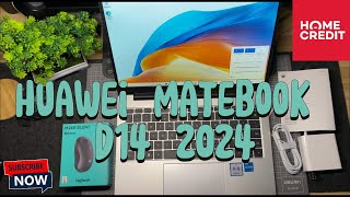 Huawei Matebook D14 2024 metallic silver unboxing 256gb ☁ aesthetic  Philippines [upl. by Rahm]