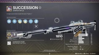 Destiny 2 Crafting Personal God Roll Succession [upl. by Annagroeg320]