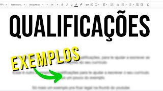 O Que Colocar No RESUMO DE QUALIFICAÇÕES DO CURRÍCULO Com Exemplos E Chamar Atenção Do Recrutador [upl. by Awram506]