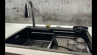 304 Stainless Steel Kitchen Waterfall Sink Digital Display Large Sink Review Unboxing Aliexpress [upl. by Laersi336]