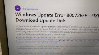 Windows 7 Update Error 80072EFE fixed with DownloadInstall KB3138612 [upl. by Yenaffit]