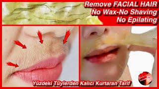 How to Remove Facial Hair 100 NATURAL Home RemedyNo ShavingNo WaxingNo Epilating [upl. by Marge]