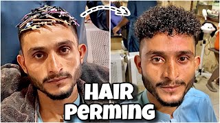 How to Hair perming on Men permanently Straghit to curly hair Transformation Curly hair style [upl. by Repotsirhc]