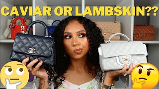 CHANEL CAVIAR VS LAMBSKIN COMPARISON  KATIE DANGER [upl. by Yadahs]