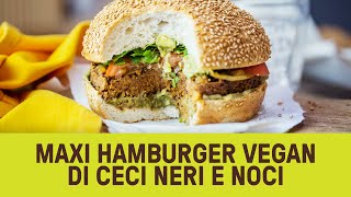 Maxi hamburger vegani di ceci neri e noci con cipolle caramellate [upl. by Ellicec]