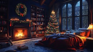 🎄Cozy Christmas Living Room Ambience with Rain Fireplace amp Thunderstorm Sounds to Sleep Instantly [upl. by Anivad]