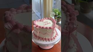 cake cakedecorating viralvideo heartcake cakedecoration youtubeshorts pink bow baking art [upl. by Madeleine]