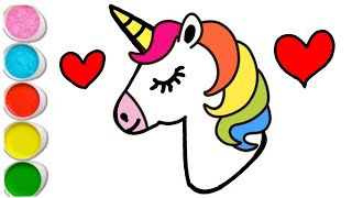 unicorn Drawing colouring and painting easy  kids and toddlers unicorn rainbow colouring [upl. by Htabmas]