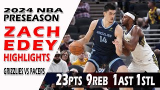 Zach Edey Highlights vs Pacers [upl. by Blodgett]