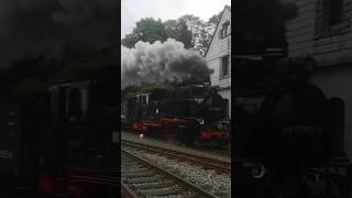 Dampflok Anfahrt mit Volldampf und Pfeifen  Schmalspurbahn Sachsen  Erzgebirge [upl. by Sandon498]