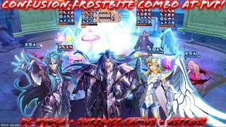 Saint Seiya Awakening KOTZ  Frostbite Confusion Damage Combo Aspros  DC Hyoga  Camus at PvP [upl. by Ardien]