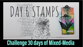 Challenge 30 days of MixedMedia  day 6 Stamps [upl. by Nawuq]