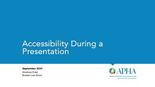 APHA Annual Meeting How to create an accessible presentation [upl. by Adiuqram]