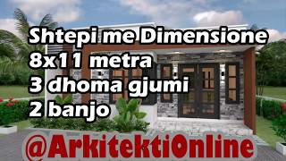 Plan per Shtepi nje kateshe  8x11 metra 3 Dhoma gjumi 2 Banjo  Arkitekti Online [upl. by Liahus308]