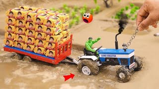 top most creative diy mini tractor works video  diy tractor trolley stuck in mud parle g  cow [upl. by Gram]