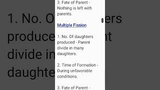 Differences between binary and multiple fission Class 12 Biology Chapter 1 [upl. by Ramilahs1]