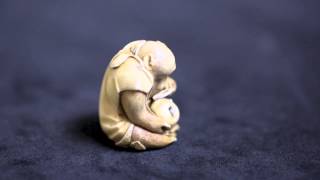 JAPANESE CARVED IVORY NETSUKE [upl. by Nwahsyd334]