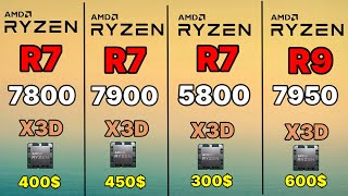 r7 7800x3d vs r9 7900x3d vs R7 5800x3d vs R9 7950x3dv AMD RYZEN R7 7800X3D  RTX 4090 OC gaming test [upl. by Gratt]