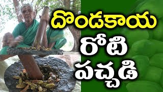 DONDAKAYA PACHHADI l దొండకాయ రోటి పచ్చడి l Tindora Chutney l villagefoodf4u [upl. by Helali]