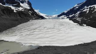 Athabasca Glacier  Columbia Icefield  Drone View [upl. by Ailecra]