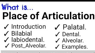 Place of Articulation Placeofarticulation postAlveolarsounds palatal  placeofarticultion [upl. by Kosaka]