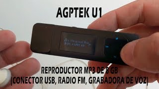 AGPTEK U1 Reproductor MP3 de 8 Gb con radio y grabadora de voz [upl. by Nylhtiak]