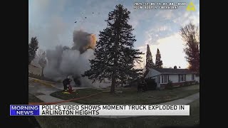 Video shows explosion of Arlington Heights garbage truck debris flew several blocks [upl. by Milena]