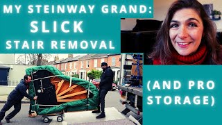 Moving my STEINWAY GRAND PIANO model B into storage 😭😭😭Seriously impressive stair piano removal [upl. by Christensen]