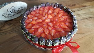 Muttertags Torte  Erdbeerkuchen Einfacher Kuchen ohne Backofen du machst ihn in 15 Minuten [upl. by Aneelad600]