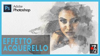 Adobe Photoshop CC  Tutorial Effetto Acquerello download pennelli gratis ITA Studio72 [upl. by Enobe]