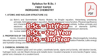 BSc1st 2nd and 3rd year Chemistry Syllabus [upl. by Nowujalo]