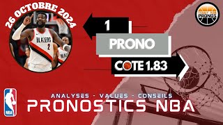 PRONOSTIC NBA 26 OCTOBRE 2024 [upl. by Ferullo]