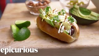 How to Make BaconWrapped Hot Dogs  Epicurious [upl. by Eceinej]