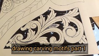 draw carved motifs on paper part 1woodcarvingtutorial creativecarving [upl. by Ardnohsed]